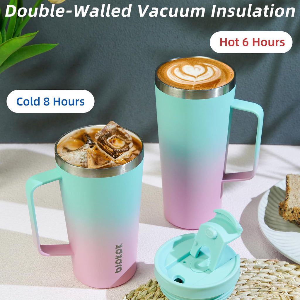 BJPKPK 30oz Insulated Tumbler with Handle, Lid & Straw, Stainless Steel