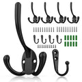 ZAYBOD 10 Pack Heavy Duty Wall Mounted Black Coat Hooks with 30 Screws, mudroom Hooks, Backpack Hooks, Robe Hooks, Hat Hook（Two Types of Hooks + threeTypes of Screws Included）