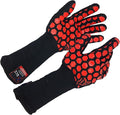 J H Heat Resistant Oven Glove:EN407 Certified 932 °F, 2 Layers Silicone Coating, Oven Mitts for Cooking, Kitchen, Fireplace,Camping, Grilling