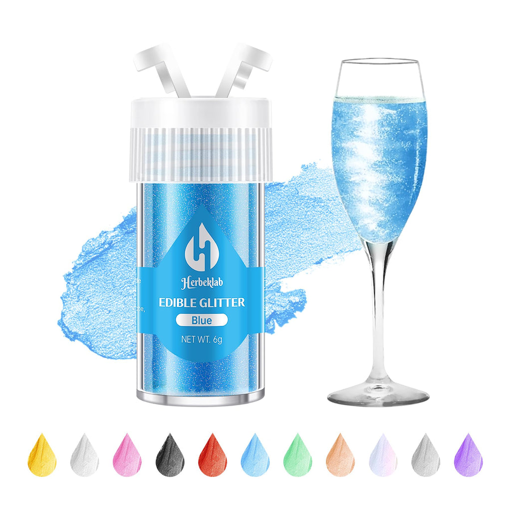 Blue Edible Glitter – 6g Luster Dust Drink Glitter, Food Grade Shimmer Powder for Cocktails, Cakes, Beverages, Chocolate & Candy