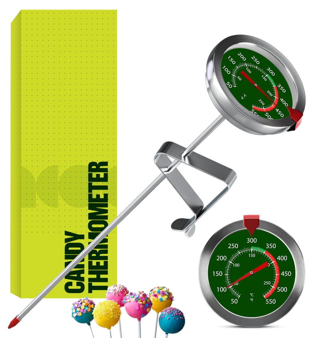Craft911 Candy Thermometer with Pot Clip - Deep Fry Oil Thermometer for Frying and Candle Making (Black)