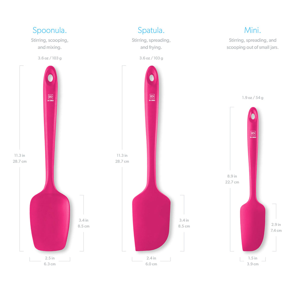 DI ORO Silicone Spoon Spatula - 600°F Heat-Resistant Large Silicone Spoonula Scraper - BPA Free Nonstick Cookware Safe Rubber Kitchen Utensil for Baking, Cooking, & Mixing - Dishwasher Safe (Magenta)