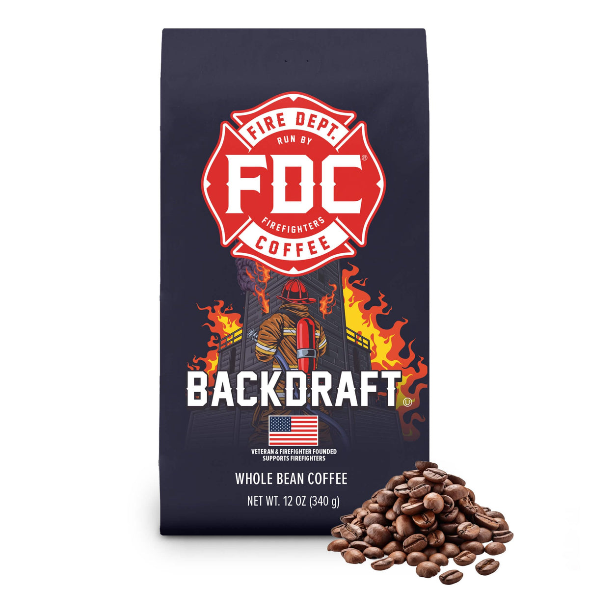Fire Department Coffee Backdraft Espresso Whole Bean Coffee - 12 oz