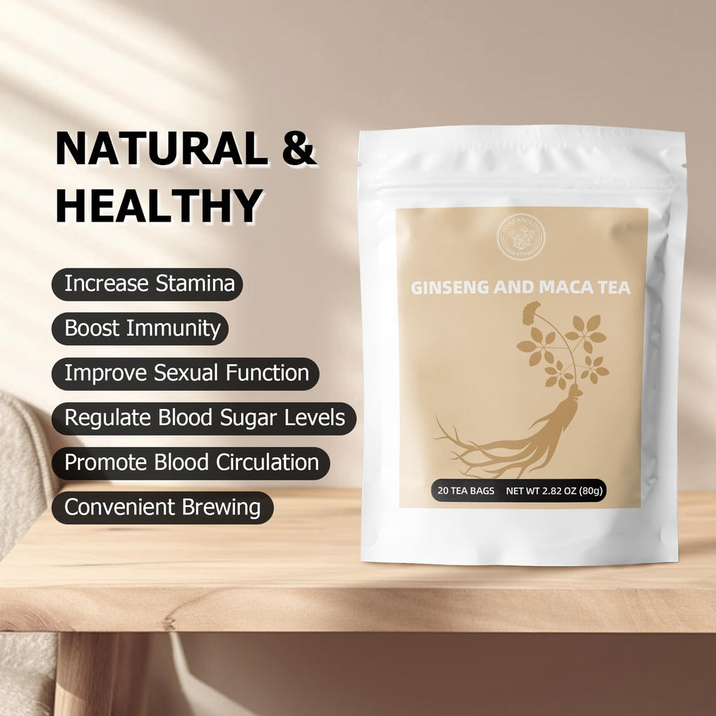 HANFANGLING Ginseng Maca Tea, Natural and Health, Caffeine-Free Herbal Tea,20 Tea Bags,1.41oz