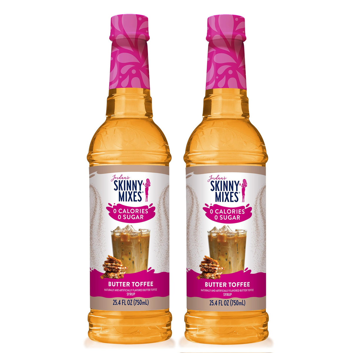 Jordan's Skinny Mixes Butter Toffee Coffee Syrup, Pack of 2, 25.4 fl oz