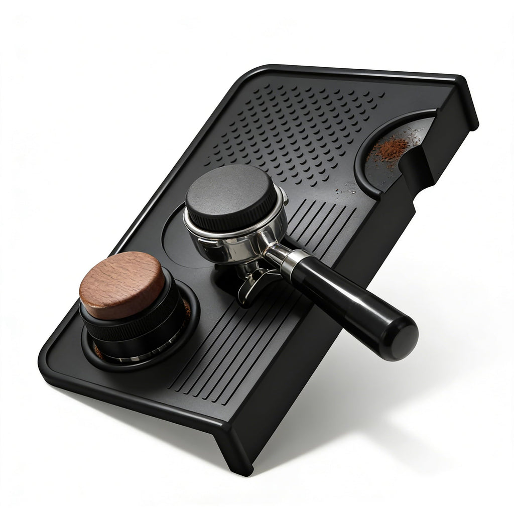 Espresso Tamping Mat with Portafilter Slot, Thick Food Grade Silicone Tamper Pad, Heat Resistant & Non-Slip Coffee Tamping Station for Home Barista