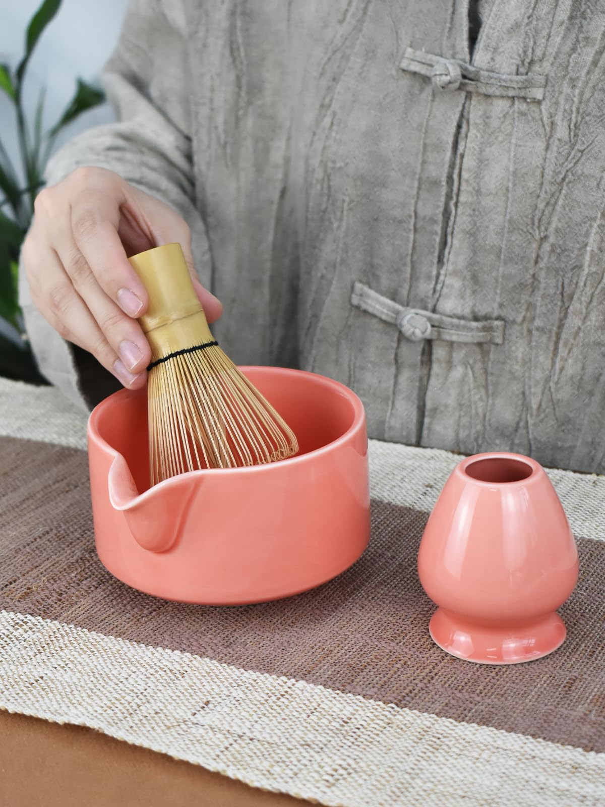 Artcome Premium Matcha Tool Set Pink, Includes Matcha Bowl, Whisk, Whisk Holder, Tea Scoop & Manual
