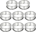 HARFINGTON 8pcs Crumpet Rings 2.36" Nonstick Round Cake Ring Stainless Steel Double Rolled English Pastry Rings for Kitchen Baking Crumpet Dessert, Silver