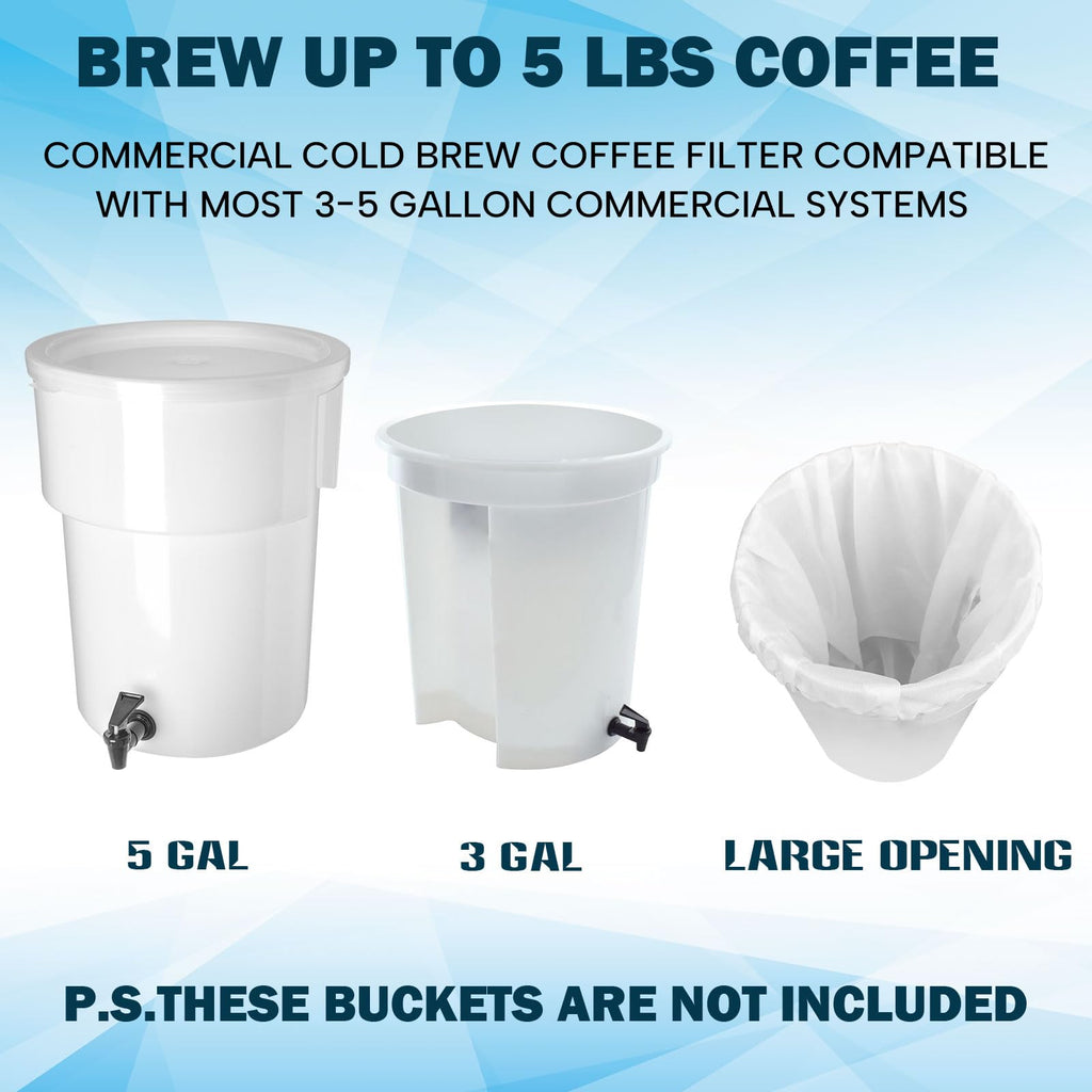 50 Piese Cold Brew Coffee Filters with Drawstring, 20" X 20" Commercial Cold Brew Bags for Commercial Model Cold Brew Coffee Makers and 5 Gallon Systems, Brew Up To 5 LBS Coffee