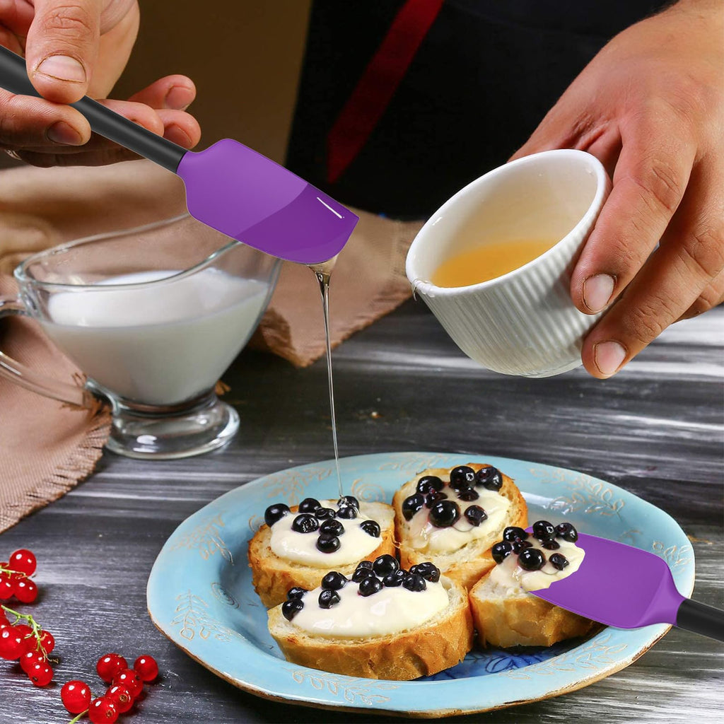 Coukre Silicone Spatula Set of 5,High Temperature Resistant, Food Grade Silicone, Dishwasher Safe, for Baking, Cooking (Purple Black)