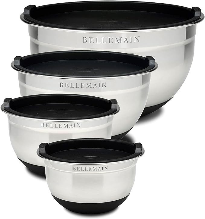 Stainless Steel Mixing Bowls with Lids Set – Large, Durable, Airtight Kitchen Bowls for Food Prep, Baking, Salad, and Storage (4 piece set)