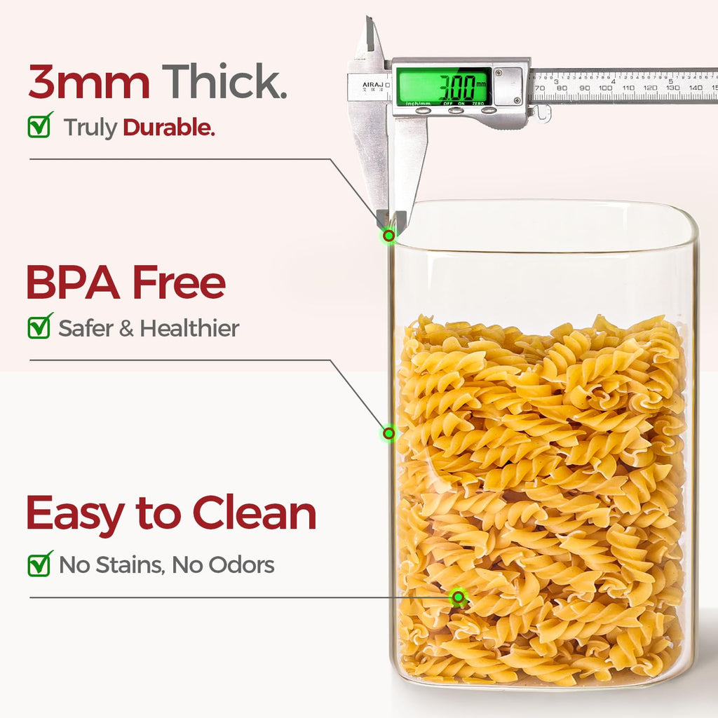 KTMAMA Glass Flour Containers with Bamboo Lids 1.6/4.6 Qt 2 Pack