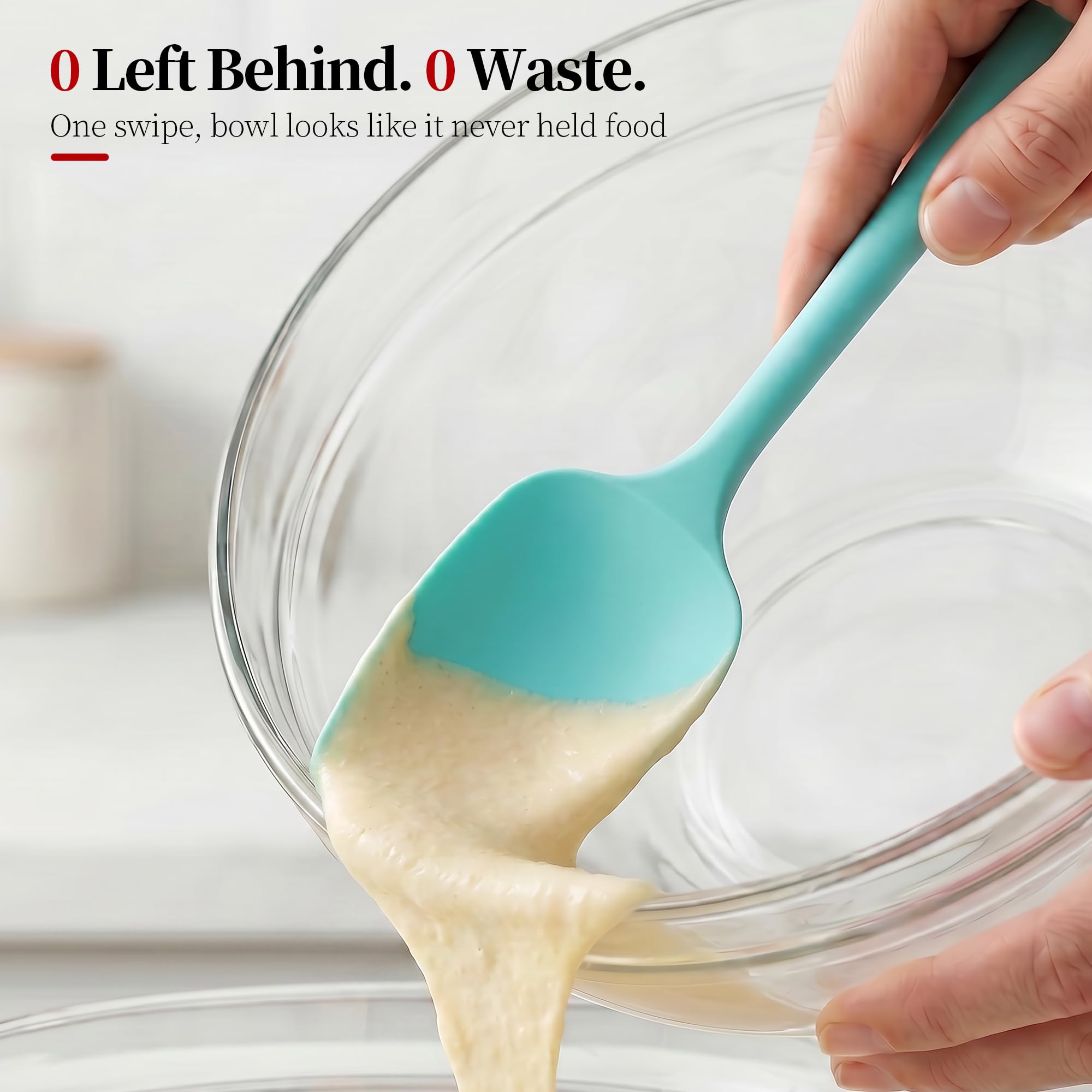 Lilybeam 600ºF Heat Resistant Silicone Spoon Spatula for Cooking, Aqua Sky
