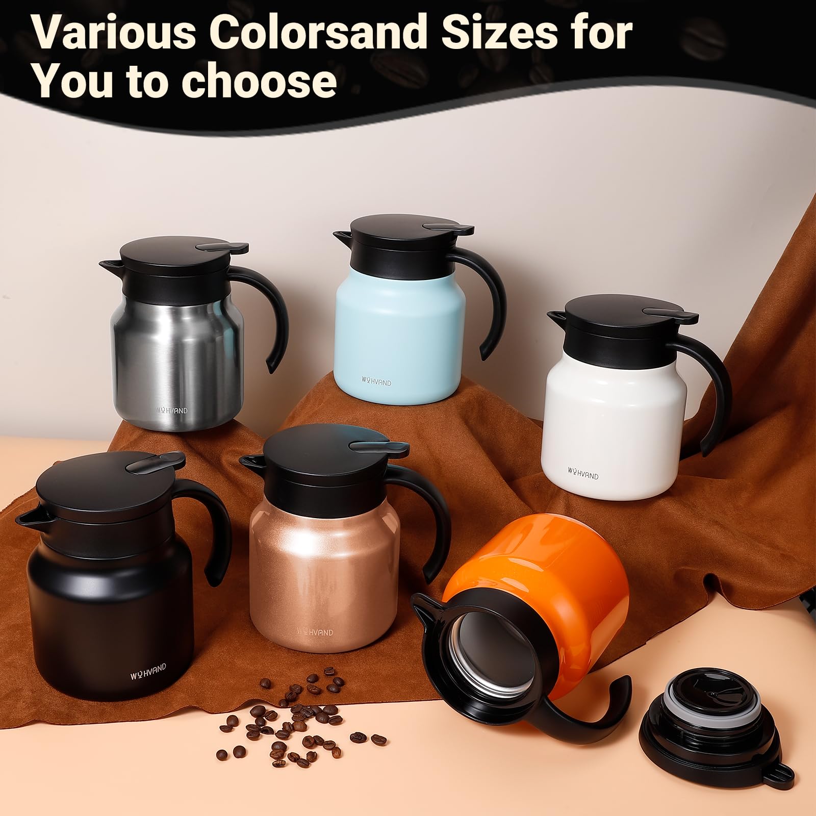 WYHVAND Small Insulated Coffee Carafe, 27 oz, Keeps Hot for 12H, Cream