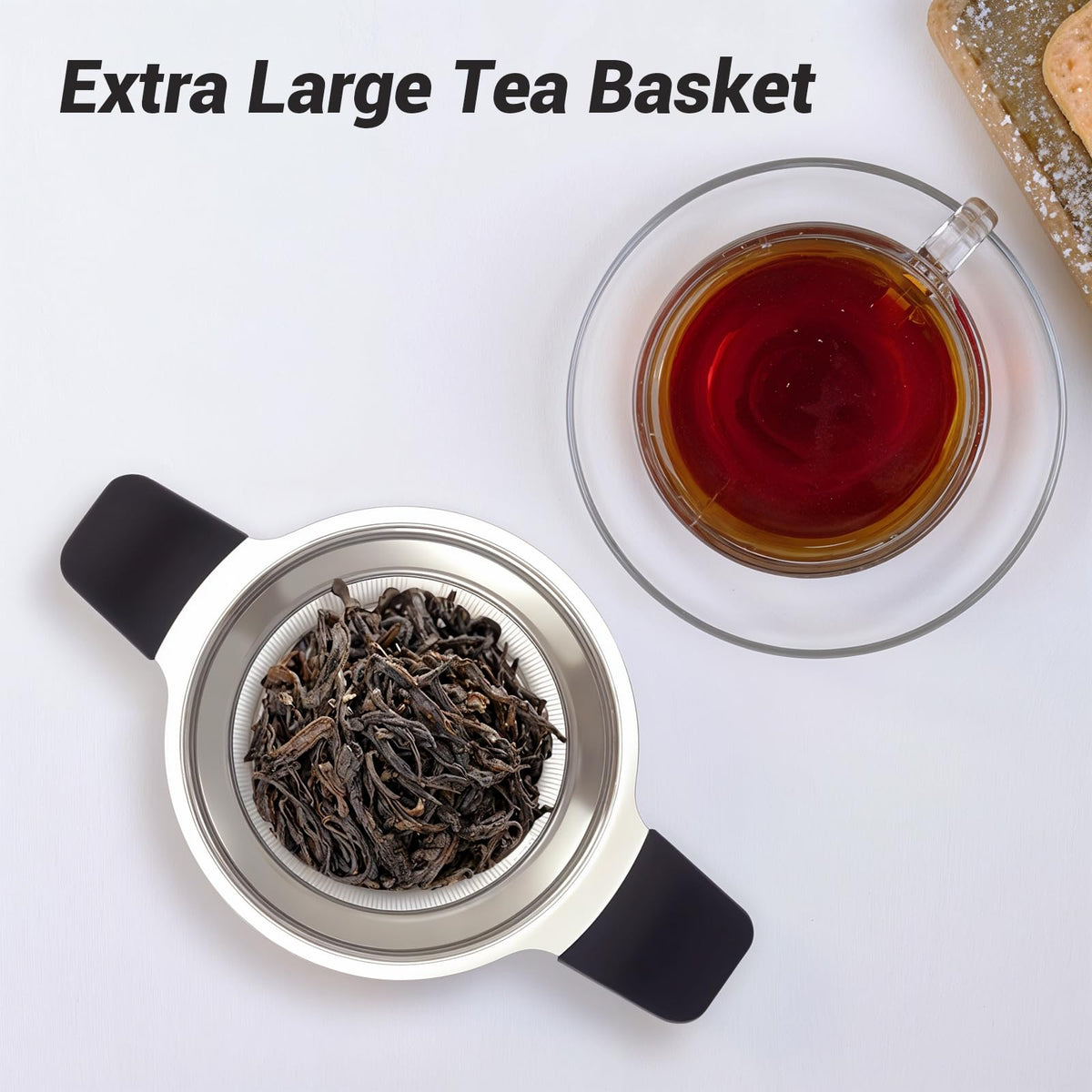 Tifanso Fine Mesh Stainless Steel Reusable Tea Infuser with Double Handles