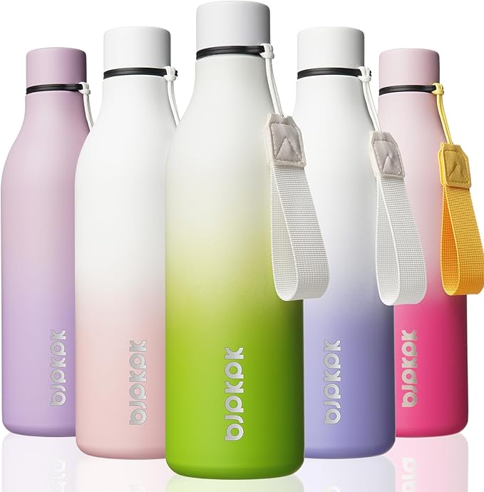 BJPKPK 18oz Insulated Water Bottle, Stainless Steel Bottle with Carry Strap