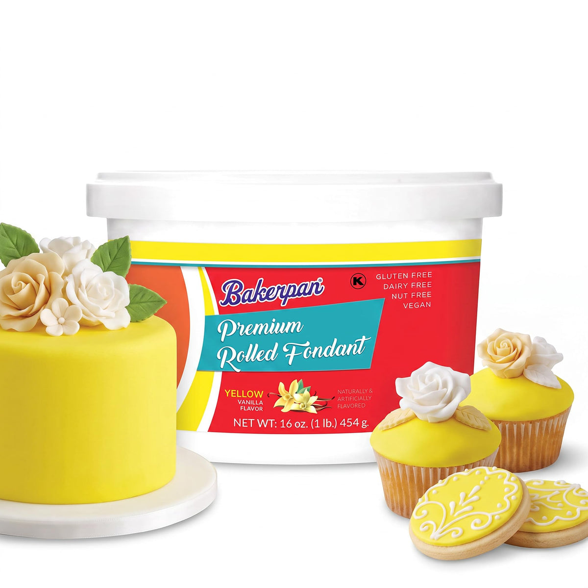 Bakerpan Premium Rolled Red Fondant For Cake Decorating - 2 Pounds