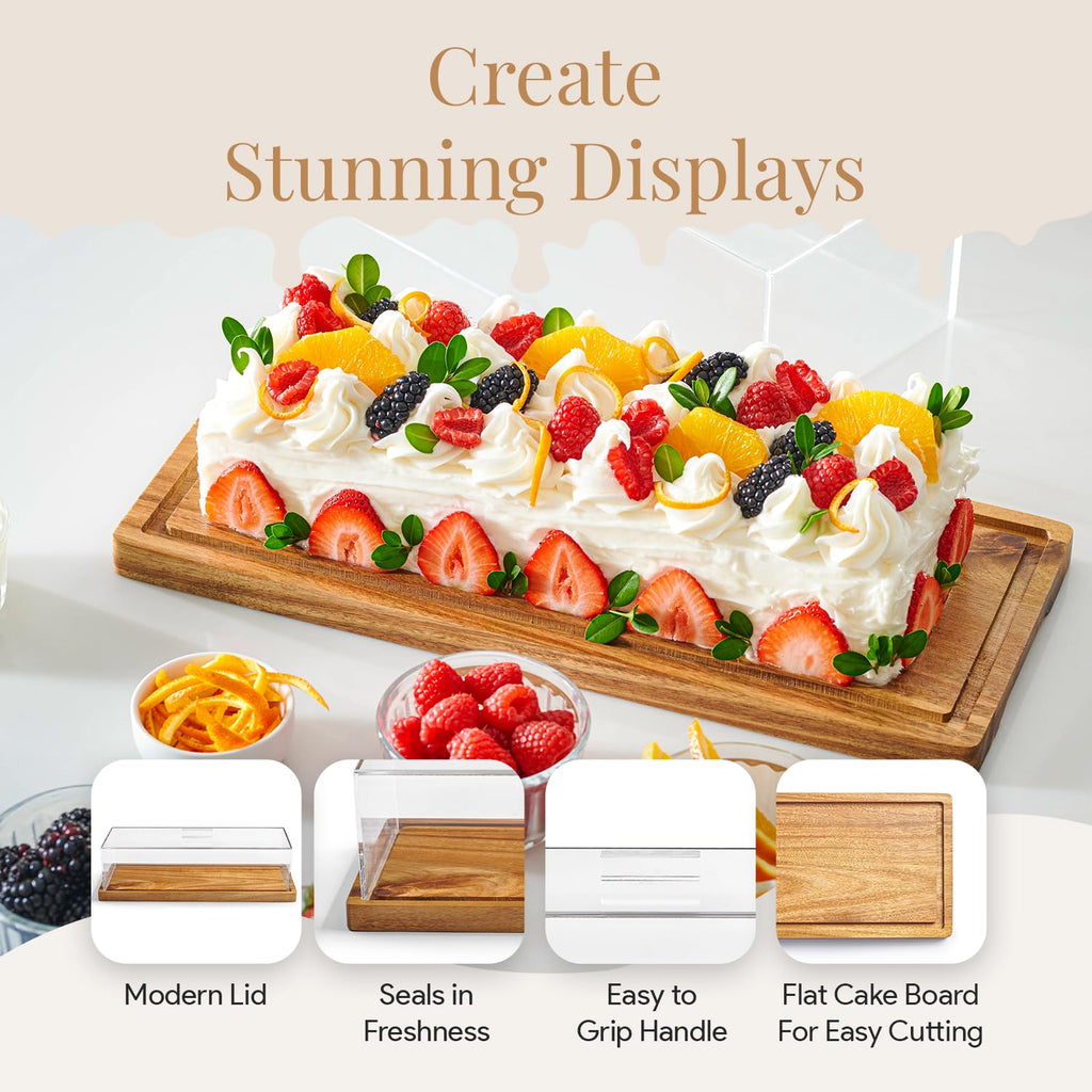 HOMESPHERE Cake Display with Lid, Rectangle Cake Stand, Cookie Display