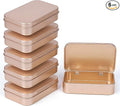 Small Metal Box With Lid-Cookie Tins Metal Tins With Lids Lens Wipes Storage Container Mini Portable Box,Empty Hinged Tin,For Organize Mint Candy Jar,Sewing (Rose Gold, 6 Pcs 3.7" x 2.4" x 0.8")