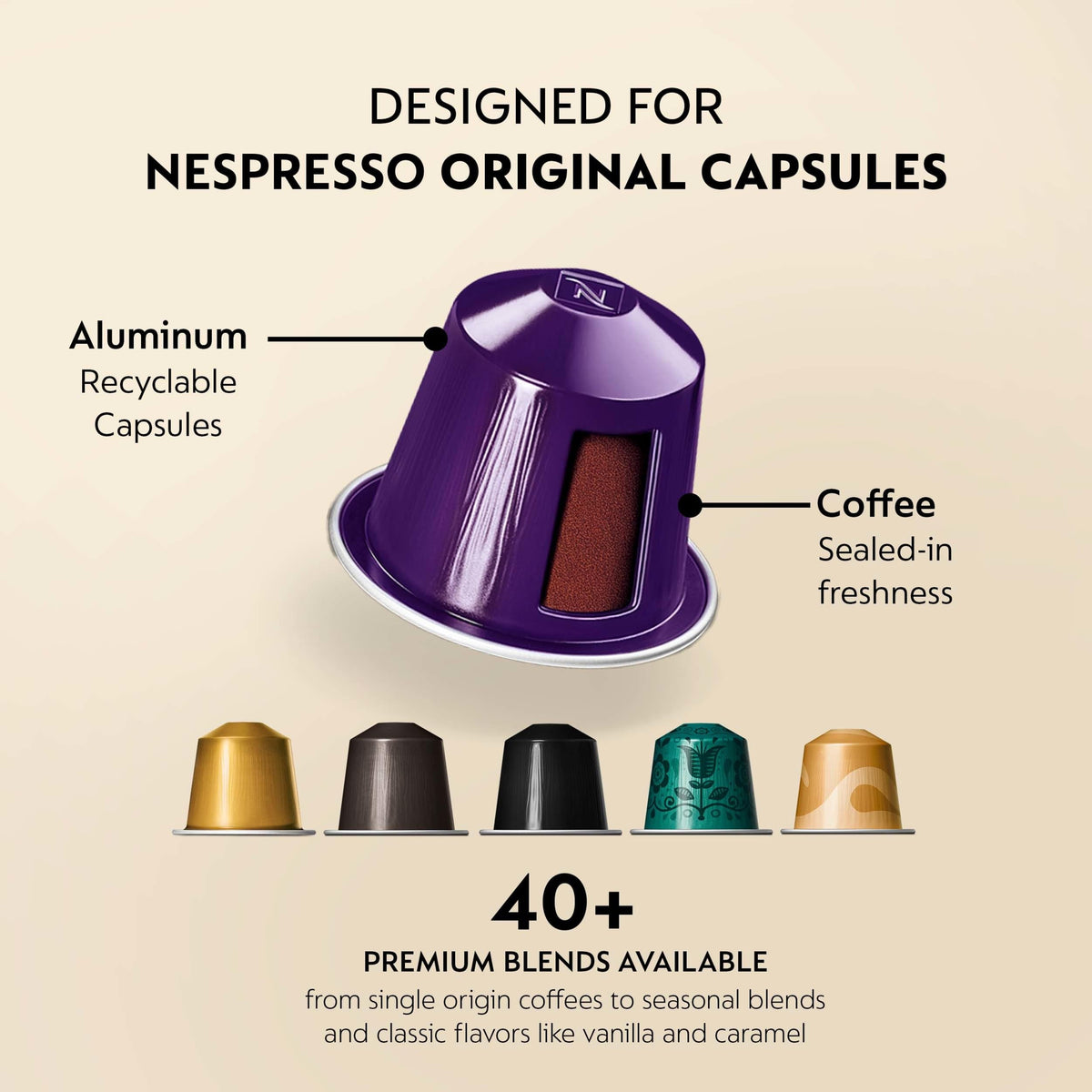 Nespresso Original, Vaniglia, Medium Roast, 50-Count Espresso Coffee Pods