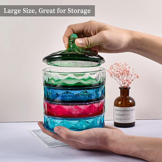 Multi-Layer Box Resin Mold with Lid, Silicone Storage Box Mould for Epoxy Casting, Stackable Organizer Decor Container for Storage Jewelry Trinket Candy DIY Crafts