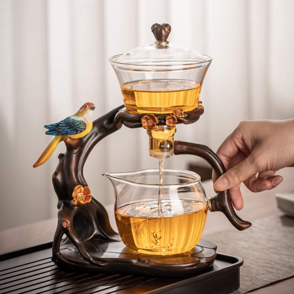 Zurucily Glass Teapot Set with Infuser Semi Automatic Tea Set Magic Teapot (Beauty)