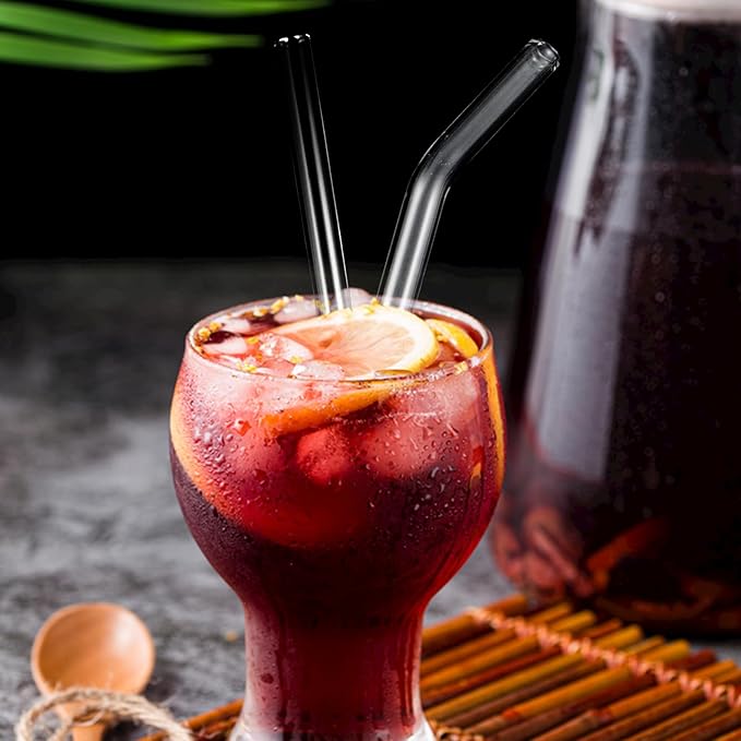 Lazycorner Reusable Glass Straws Set 16 Pcs 8.5''x 10MM Straight Clear Glass Drinking Straws, Set of 16 with 4 Cleaning Brushes. Reusable Straws Perfect For Smoothies, Tea, Juice-Clear Cocktail.