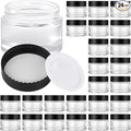 Glass Jars with Lids,Eco-Friendly Cosmetic Containers with Airtight Black Lids & Liners, Multi-Color Options for Cream, Lotion, Body Butter, DIY Skincare Travel Jars (Clear, 2oz)