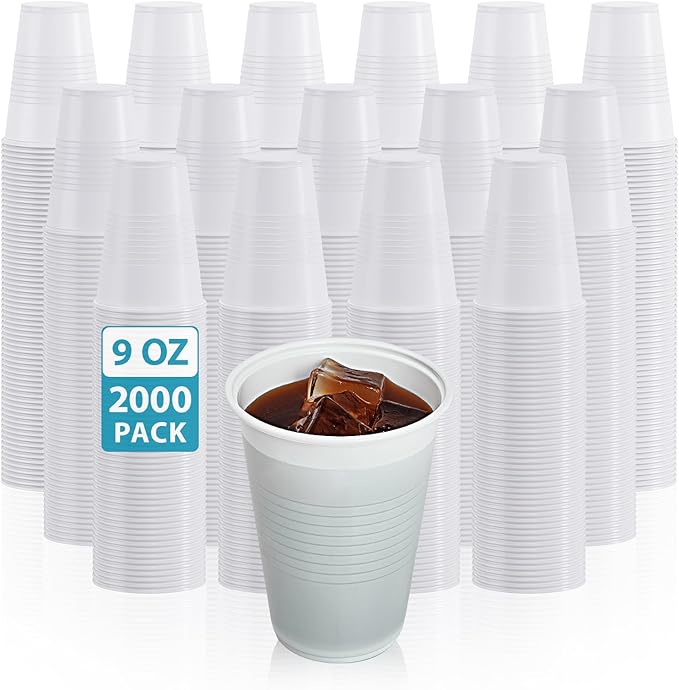 Lilymicky 2000 Pack 5 oz White Plastic Cups, Disposable Plastic Tumbler