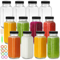 8 oz Glass Juice Bottles with Lids 12 Pack,Reusable Glass Drink Bottles