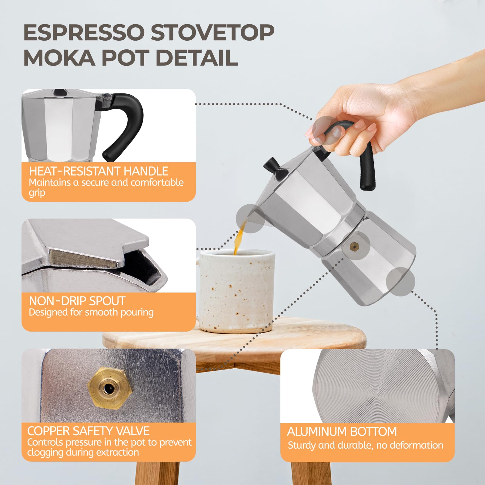 Aluminum 12 Cup 600ml Moka Pot Express Coffee Maker Stovetop Espresso