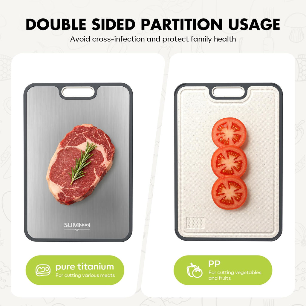 Titanium Cutting Board for Kitchen, Pure Titanium/PP, Size 16”×11”