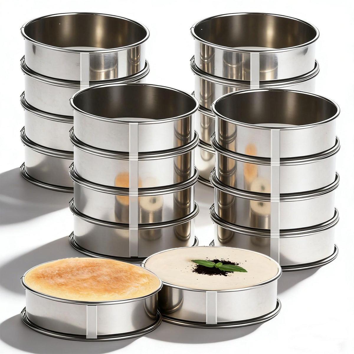 KUAYB 12packs Crumpet Rings 4 Inch English Muffin Rings Stainless Steel Double Rolled Nonstick Metal Round Tart Ring Molds for Cookie Cooking Baking