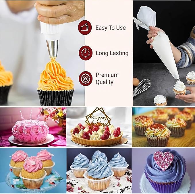 17 Pcs Extra Large Piping Tips,Stainless Steel Frosting Piping Kit,Professional Pastry Tips,Reusable Piping Bags and Decorate the frosting Nozzle,Frosting Icing Tips for Cupcakes, Cake,Cookie