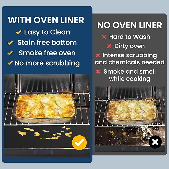 4Pack Oven Liners for Bottom of Electric Gas Oven, Thick Heavy Duty Nonstick Teflon Oven Mat, Heat Resistant Grill Baking Mats Outdoor BPA and PFOA Free Oven Floor Protector Liner