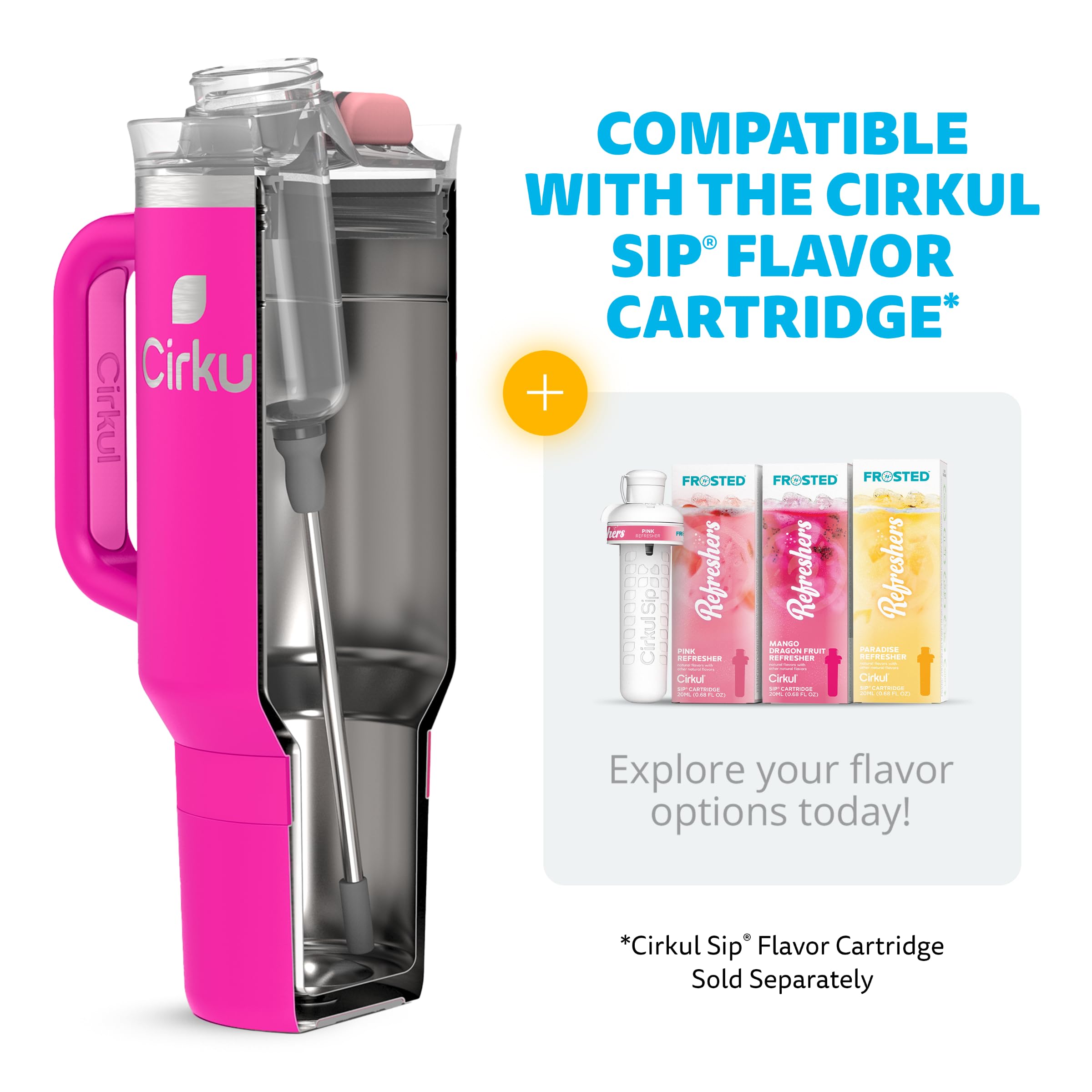 Cirkul 40oz. Brink Stainless Steel Tumbler with Handle, All-Day StrawSip™, Double-Wall Insulated