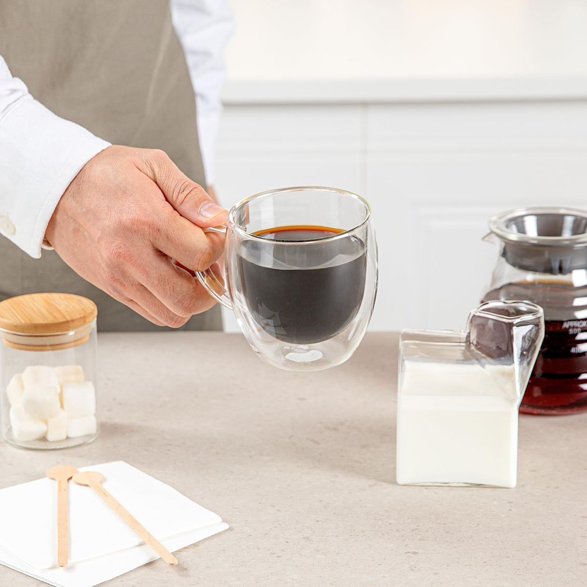 Restaurantware 8 oz Professional Glass Coffee Cup, 2 Pack