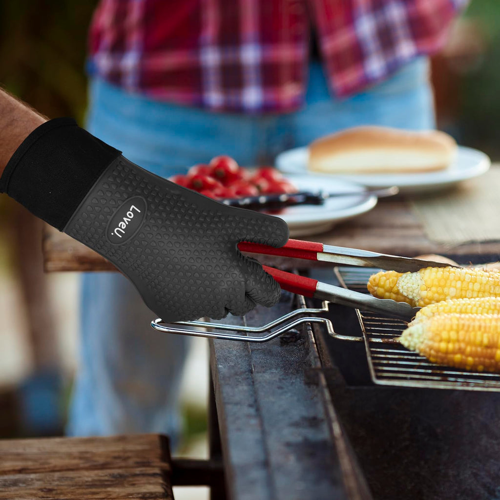 Silicone Oven Mitts Gloves - Heat Resistant, Non-Slip for BBQ, Grilling