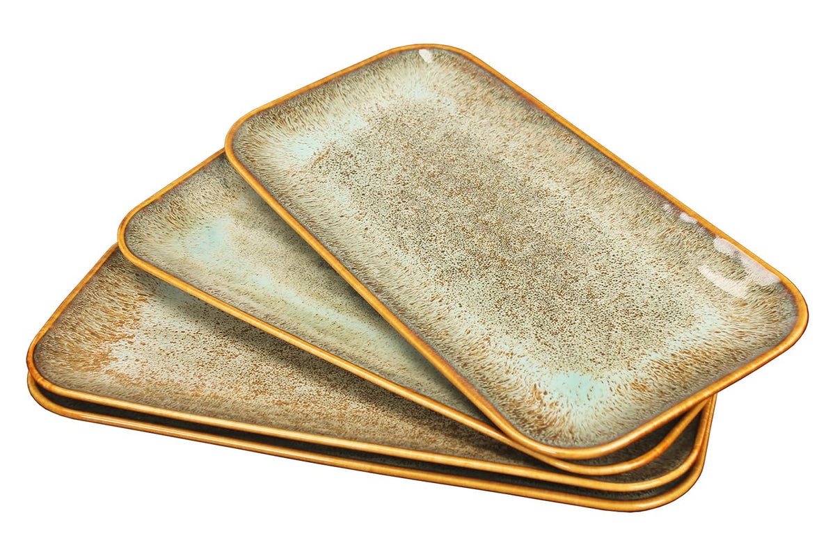 jinsongdafa Ceramic Dinner Plates Dish Set, Set of 4, Microwave Oven and Dishwasher Safe, Scratch Resistant, Dinnerware Kitchen Porcelain Serving Dishes 9 inch Square plate