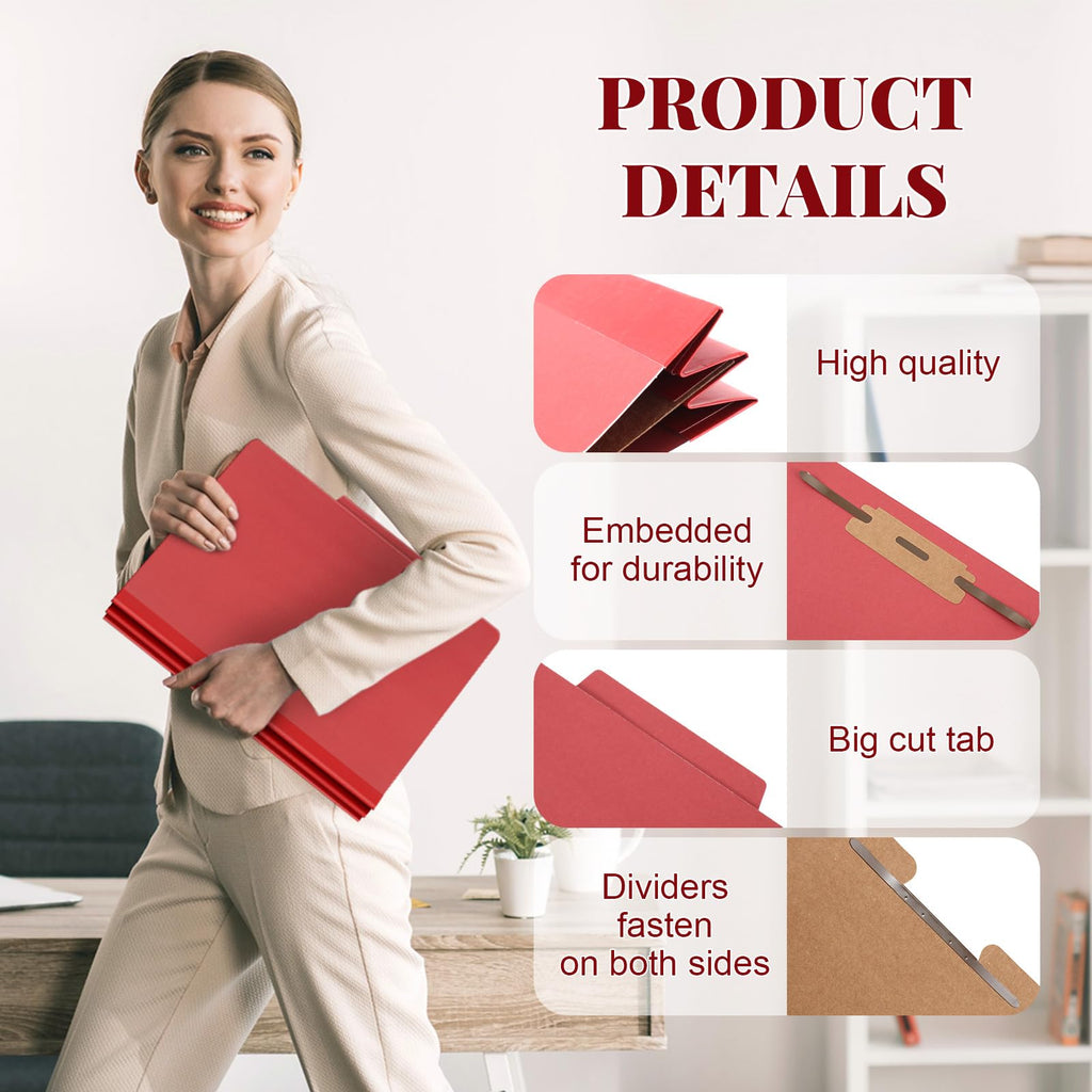 Skyygemm 12 Pcs Classification Folder Letter Size, 1 Divider,Red