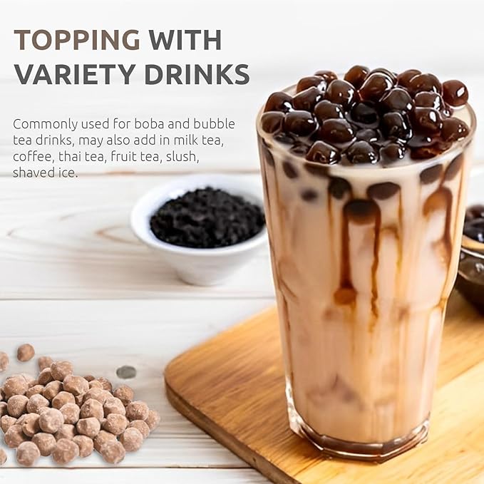 US Boba Co Unsweetened Tapioca Pearl, Easy to Cook, Tapioca Boba Balls for Tea Milk, Coffee & Dessert Topping, Fresh Made in USA, Brown Sugar Flavor, 1 Pound (Pack of 3)