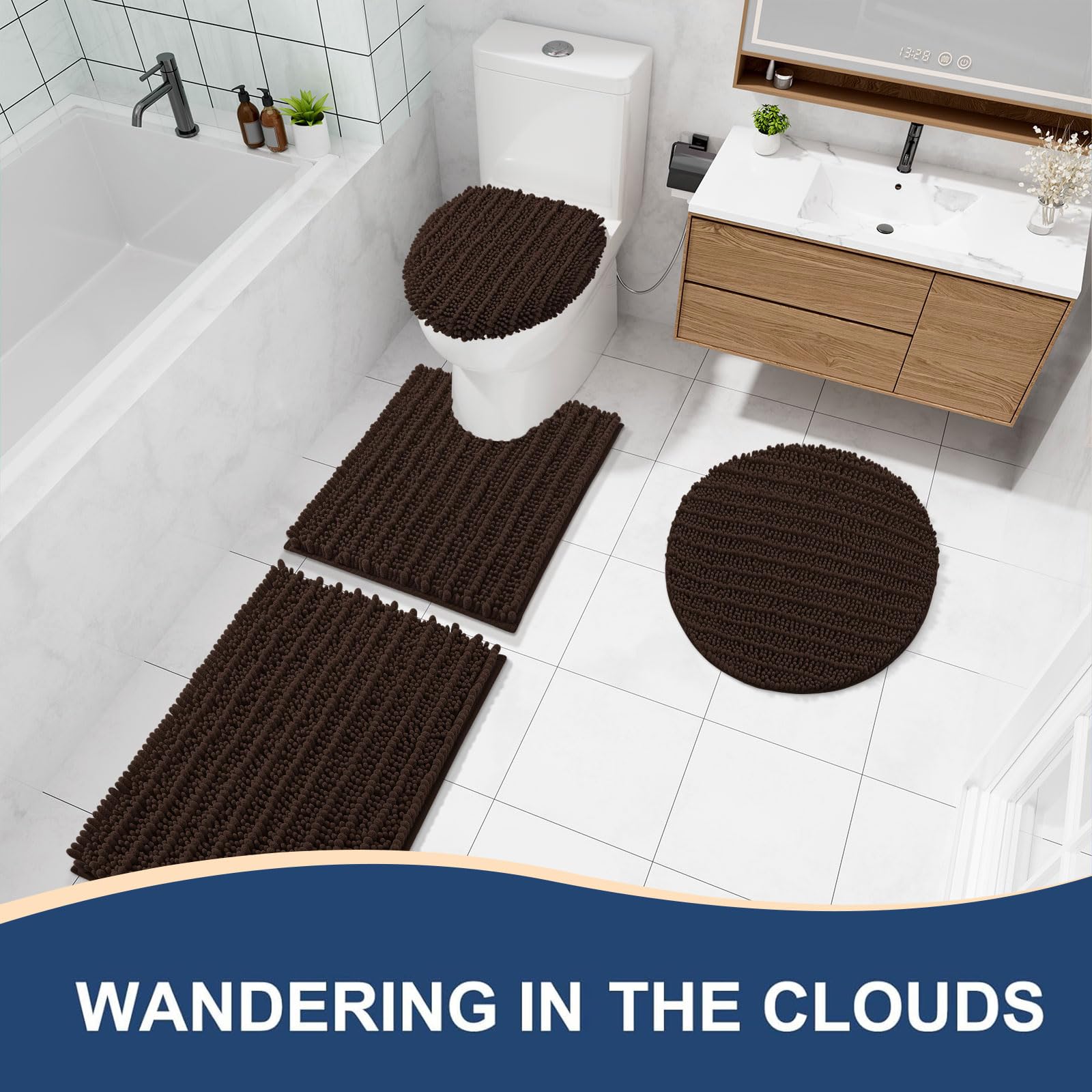 Arotive Bathroom Rugs Mat 54x24, Soft Absorbent Chenille Shaggy Bath Mat