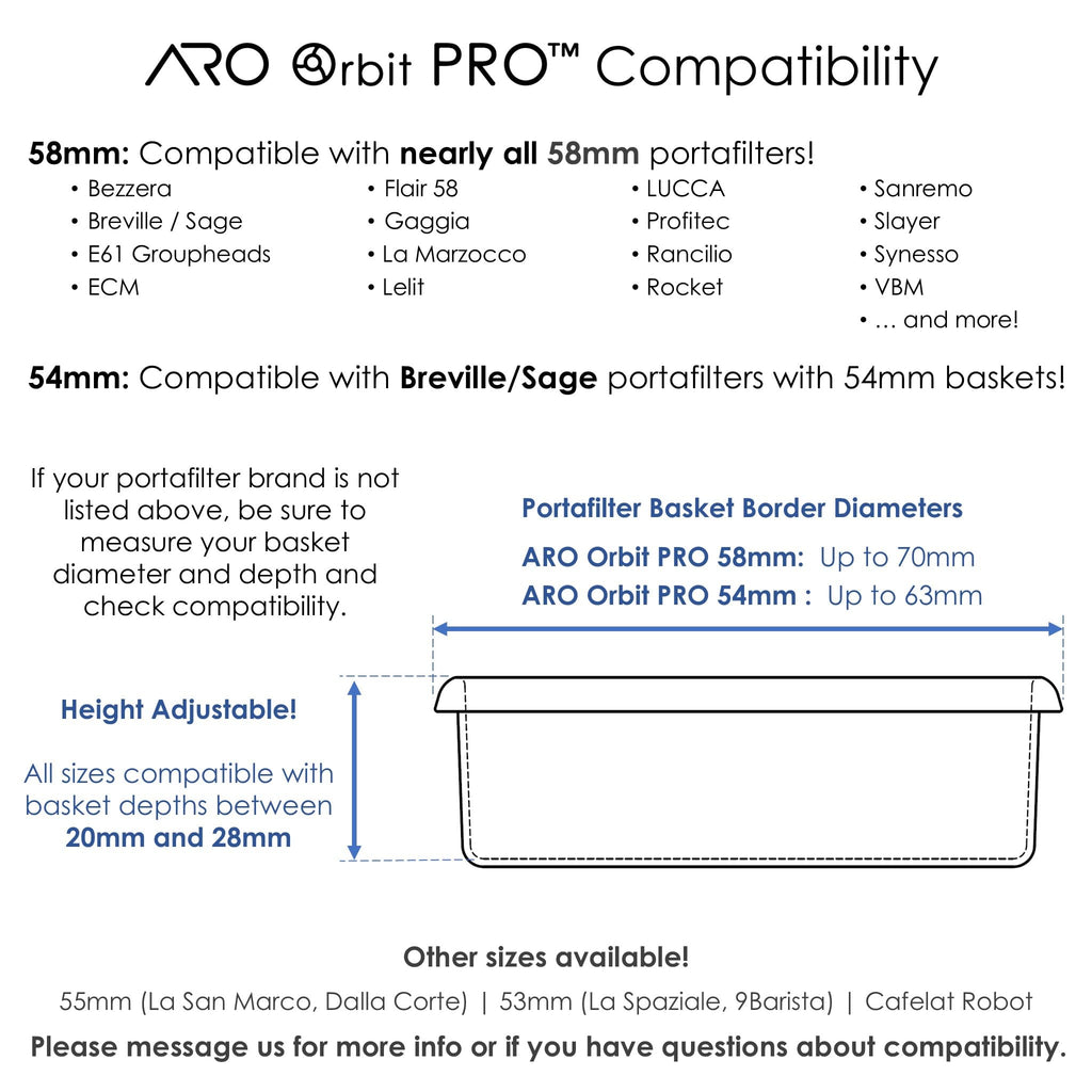 ARO Orbit PRO™ | Aluminum Spirographic WDT Tool | Mechanical Geared Spinning Distribution Tool for Home Baristas and Professional Cafés | Compatible with Breville 54mm Portafilters