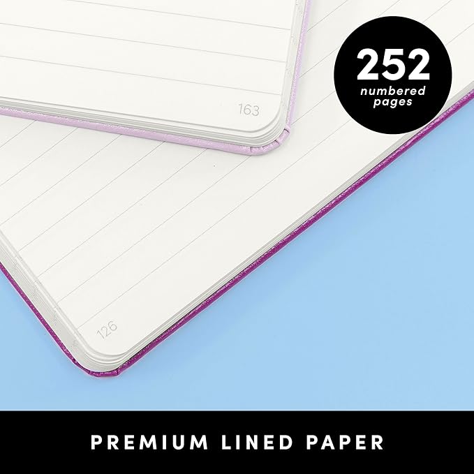 PAPERAGE Lined Journal Notebook, (Yellow), 252 Pages, Medium 5.6 in x 8 in - 100 GSM Thick Paper – Hardcover Journaling Notebook for Work, School & Note Taking