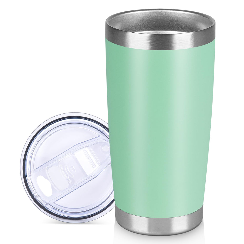 VQRRCKI 20 oz Tumbler Stainless Steel Tumblers Bulk with Lid Double Wall Insulated Coffee Tumbler Cups for Hot & Cold Drinks Powder Coated Travel Coffee Tumbler Mug Metal (Jade, 1 pack)