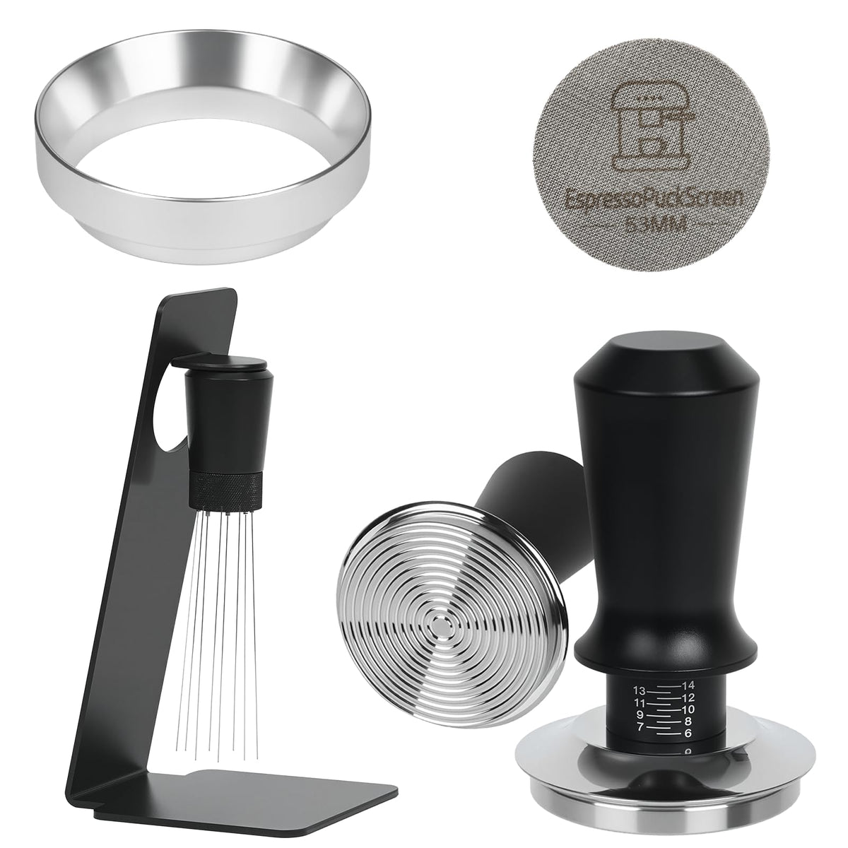 53mm Espresso Tools, Coffee Tamper, WDT Tool, Dosing Funnel, Puck Screen