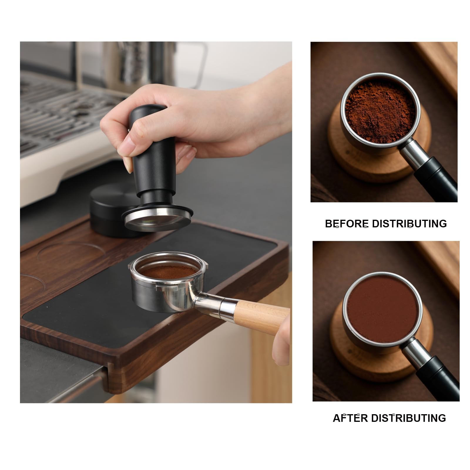 TFSWUFI 53mm Espresso Tamper,Spring Loaded Tamper with Stainless Steel Flat Base,Compatible with 53mm Portafilter,Coffee Tamper for Coffees Enthusiast and Home Barista