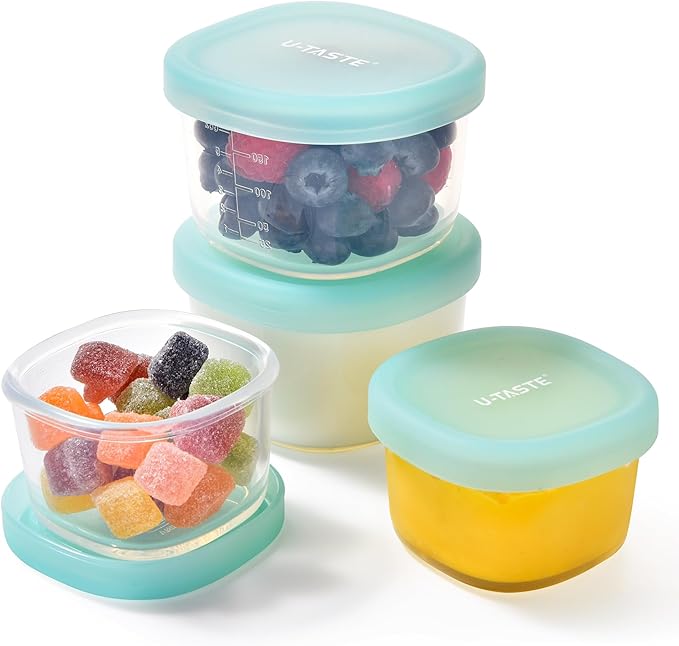 U-Taste Silicone Container with Lids, Small Mini Food Storage, 3oz&6oz*2
