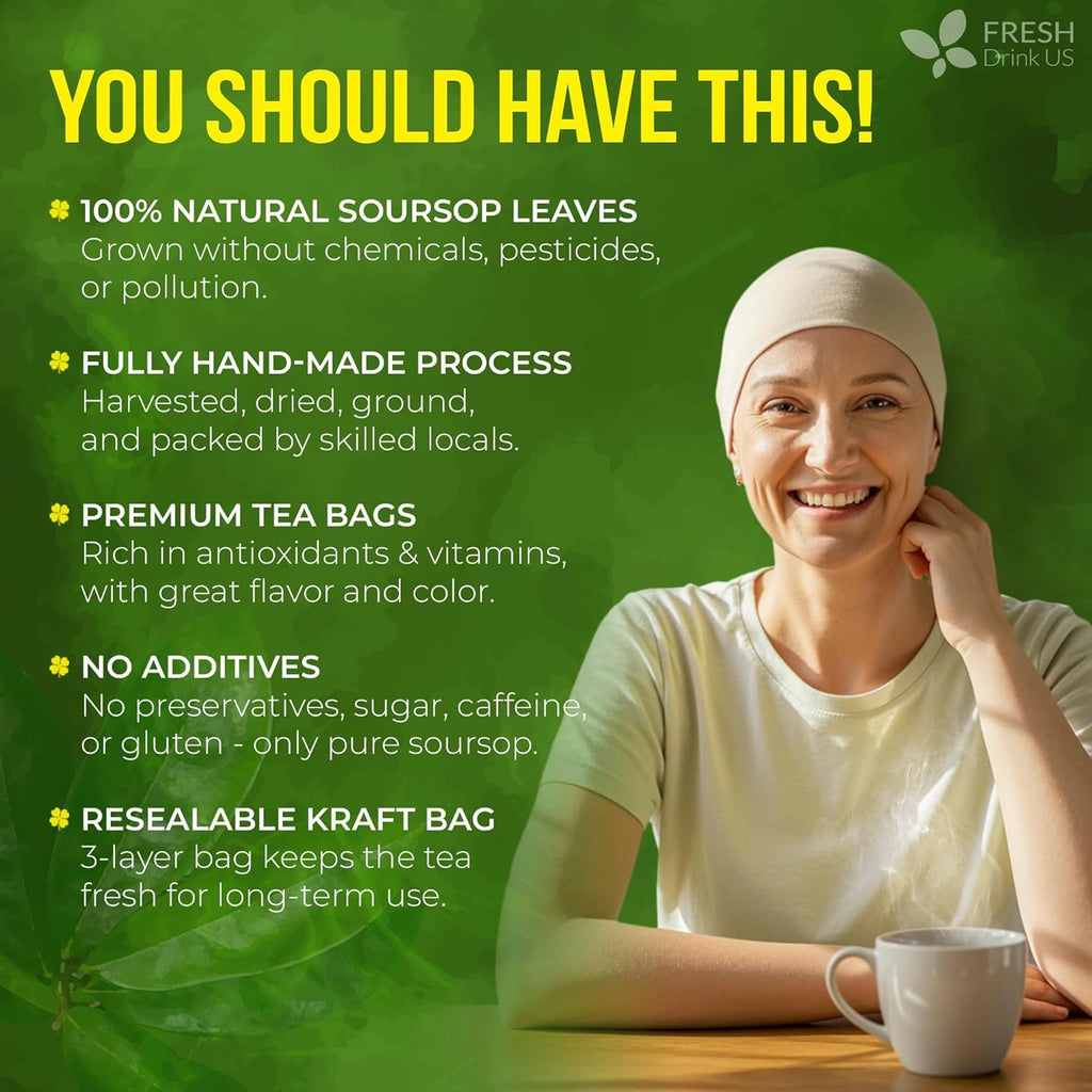 40 Premium Soursop Graviola Leaf Tea Bags, 100% Natural and Pure from Soursop Leaves, Handmade, Made With Natural Materials-Corn Fiber Tea Bag, Sugar/Caffeine/Gluten Free, Hoja Guanabana Tea
