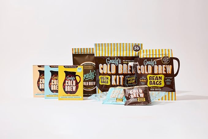 GRADY’S COLD BREW, French Vanilla, 100% Arabica Ground Coffee & Chicory Pouches, 12 Bundles of 4 Easy-to-Brew Bean Bags, Makes 144 drinks